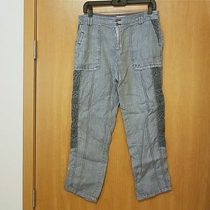 Anthropologie gray linen crop pant